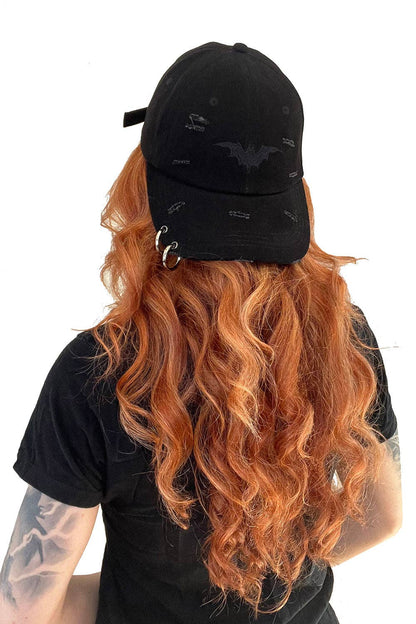 Vampire Bat Pierced Baseball Cap [Black]