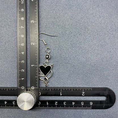 Gothic Style Demon Heart Dangle Earrings - GT