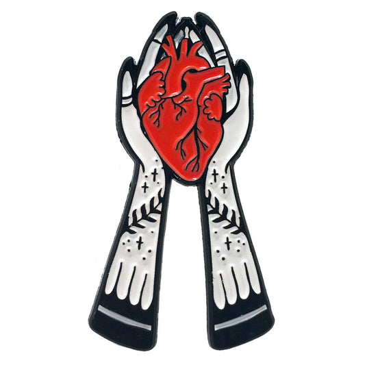 Hands Holding Heart Enamel Pin