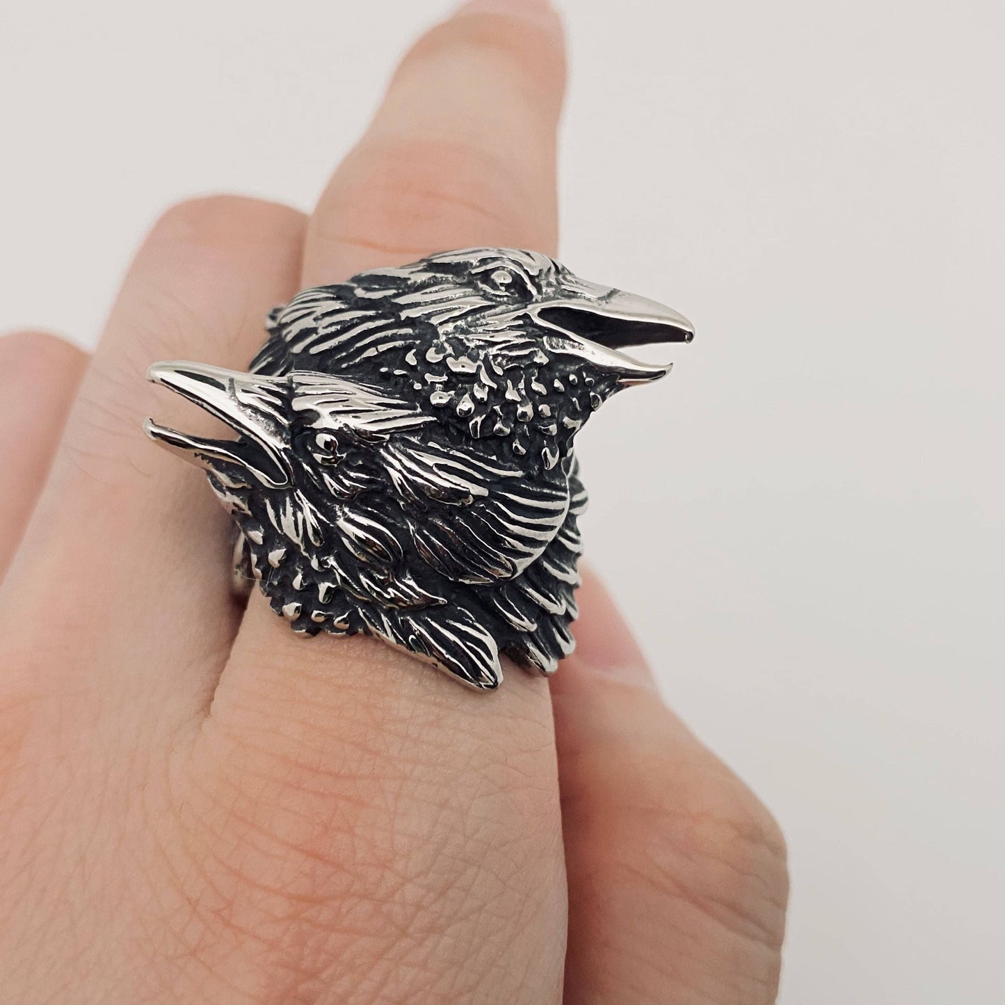 Viking Crow Stainless Steel Ring