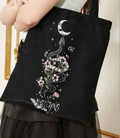 Goth Floral & Snake Shopping Tote