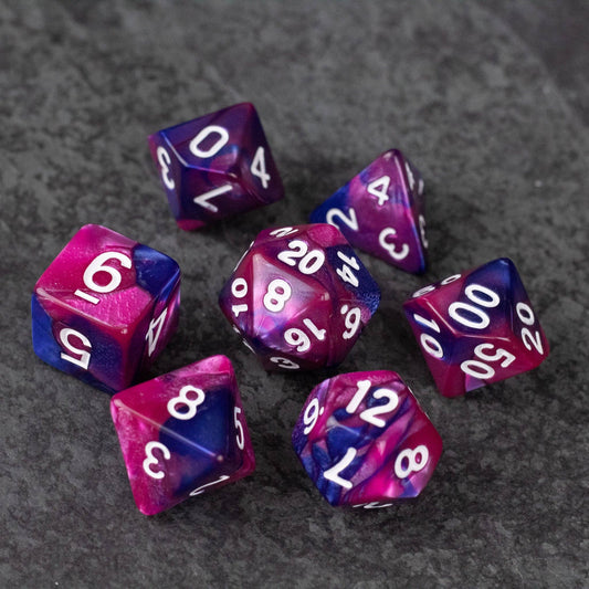 Pink and Blue Acrylic Dice Set