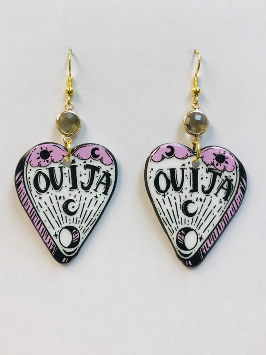 White Ouija Acrylic Earrings GREY